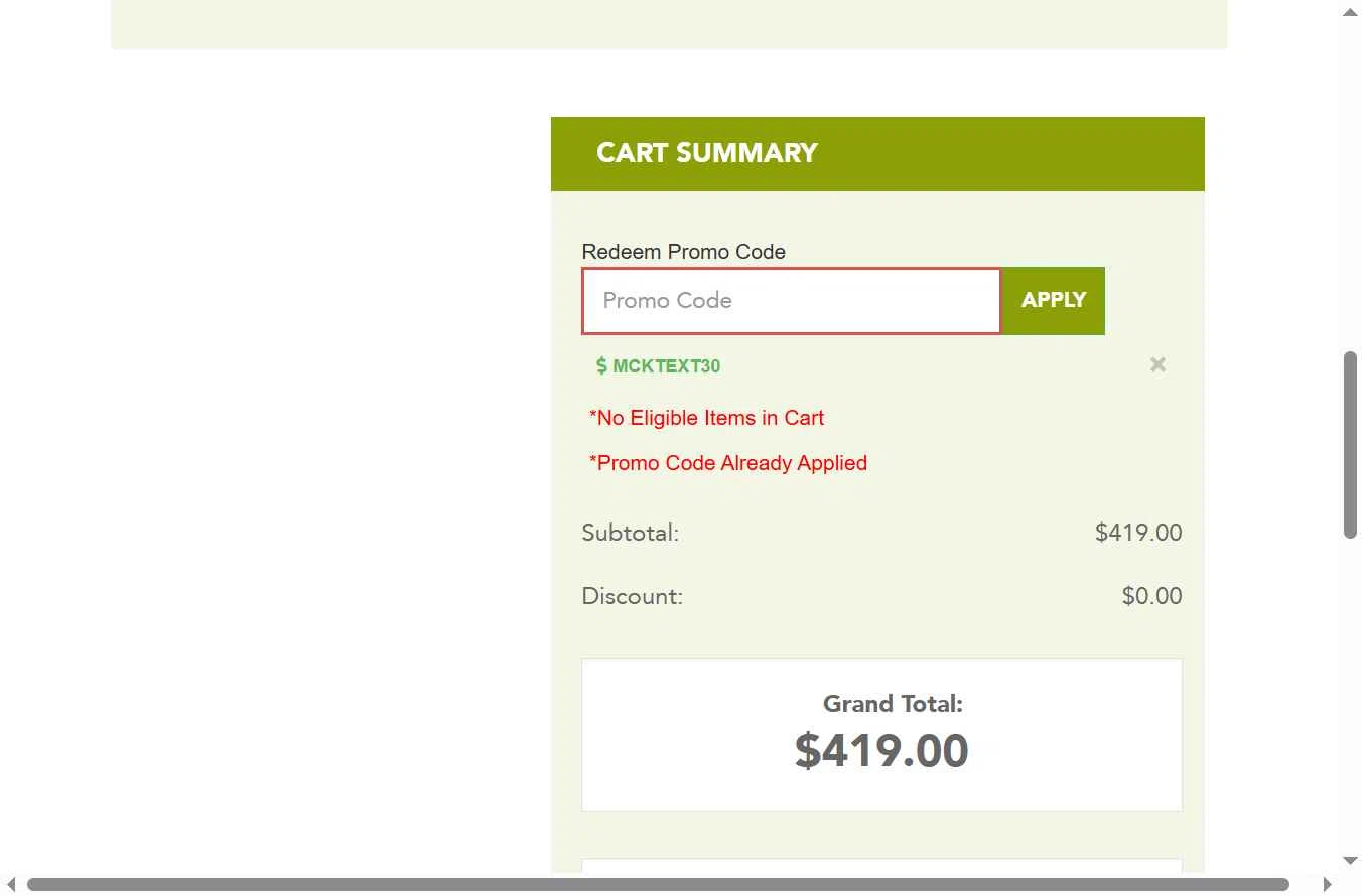 McKissock checkout page showing McKissock promo code box | Screenshot taken by SimplyCodes community member on Feb 7, 2026