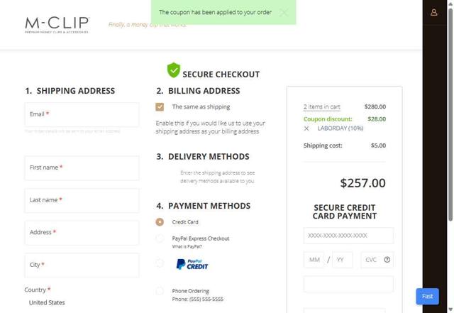 M-Clip checkout page showing M-Clip promo code box | Screenshot taken by SimplyCodes community member on Sep 9, 2025