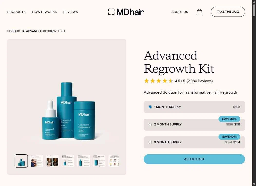 MDhair checkout page showing MDhair promo code box | Screenshot taken by SimplyCodes community member on Feb 5, 2026