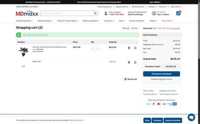 MDMaxx checkout page showing MDMaxx promo code box | Screenshot taken by SimplyCodes community member on Aug 14, 2025