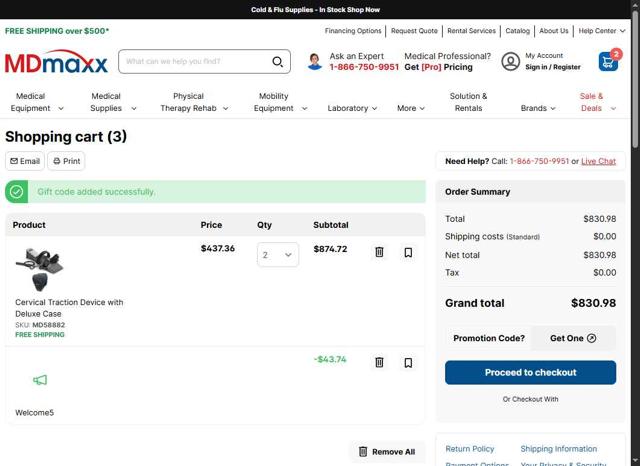 MDMaxx checkout page showing MDMaxx promo code box | Screenshot taken by SimplyCodes community member on Apr 28, 2025
