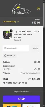 PETS coupon verification screenshot