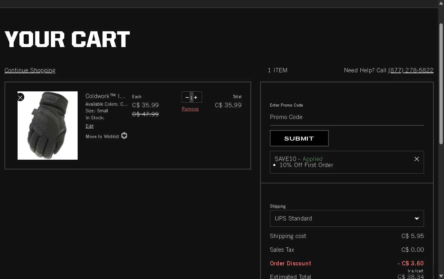 Mechanix Wear checkout page showing Mechanix Wear promo code box | Screenshot taken by SimplyCodes community member on Nov 17, 2025