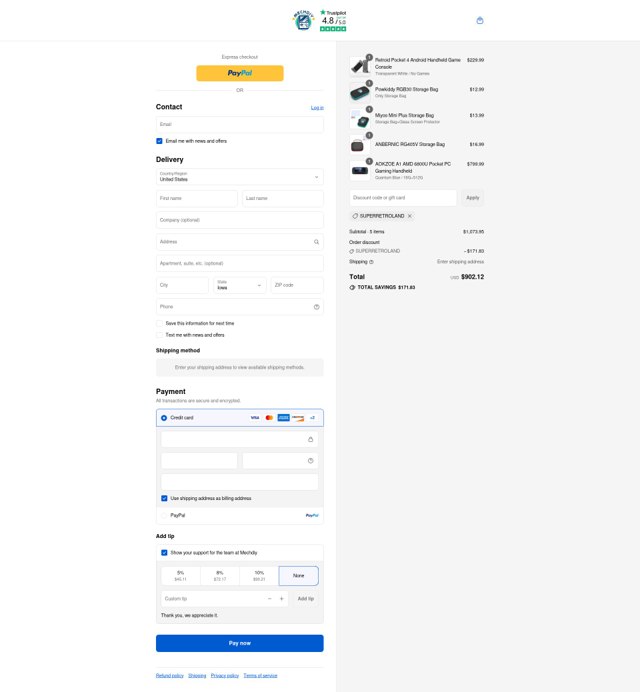 Mechdiy checkout page showing Mechdiy discount code box | Screenshot taken by SimplyCodes community member on Sep 5, 2025