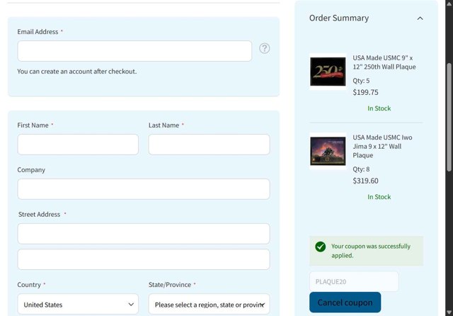Medals of America checkout page showing Medals of America discount code box | Screenshot taken by SimplyCodes community member on Sep 5, 2025