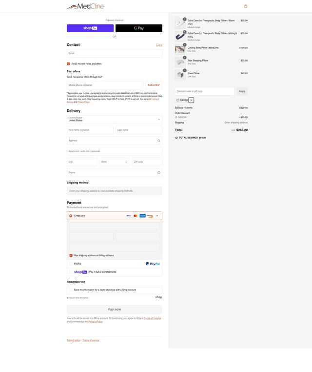 MedCline checkout page showing MedCline discount code box | Screenshot taken by SimplyCodes community member on Jan 27, 2025