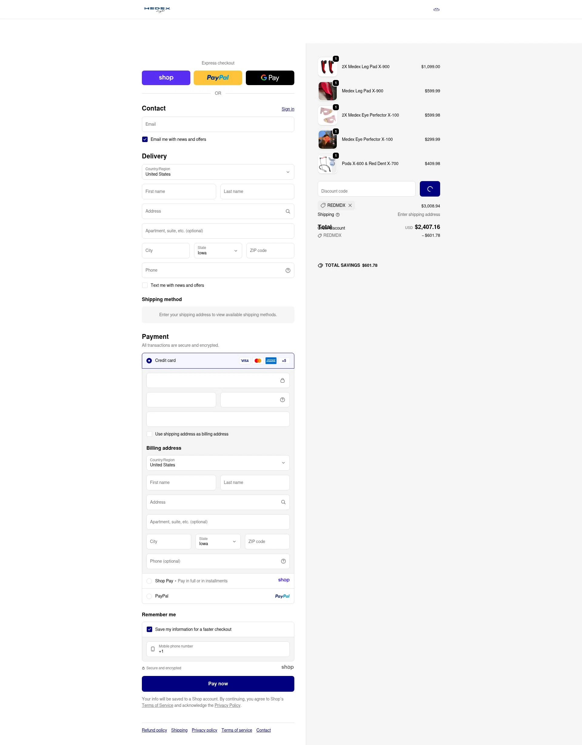 Medex Light checkout page showing Medex Light promo code box | Screenshot taken by SimplyCodes community member on Dec 26, 2025