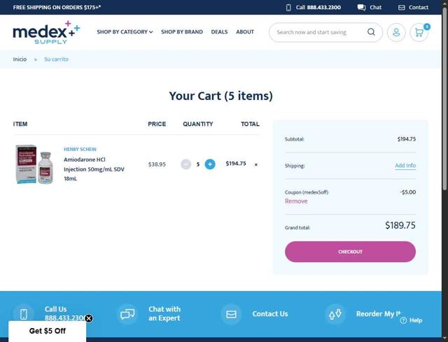 Medex Supply checkout page showing Medex Supply promo code box | Screenshot taken by SimplyCodes community member on Jul 8, 2025