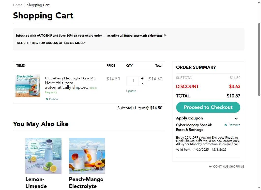 Medi-Weightloss checkout page showing Medi-Weightloss promo code box | Screenshot taken by SimplyCodes community member on Dec 1, 2025