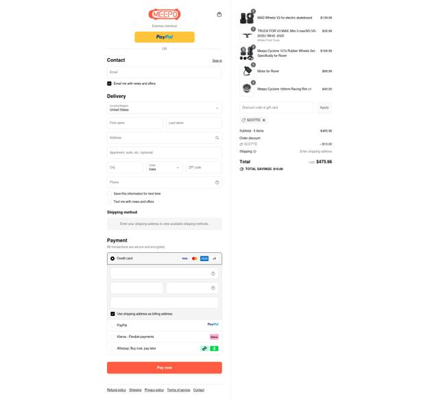 Meepo Board checkout page showing Meepo Board discount code box | Screenshot taken by SimplyCodes community member on Sep 15, 2025