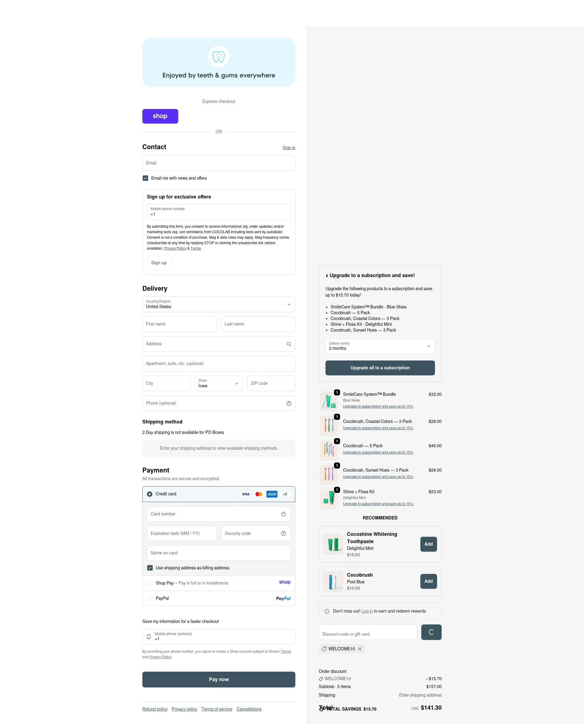 Cocolab checkout page showing Cocolab promo code box | Screenshot taken by SimplyCodes community member on Jan 11, 2026