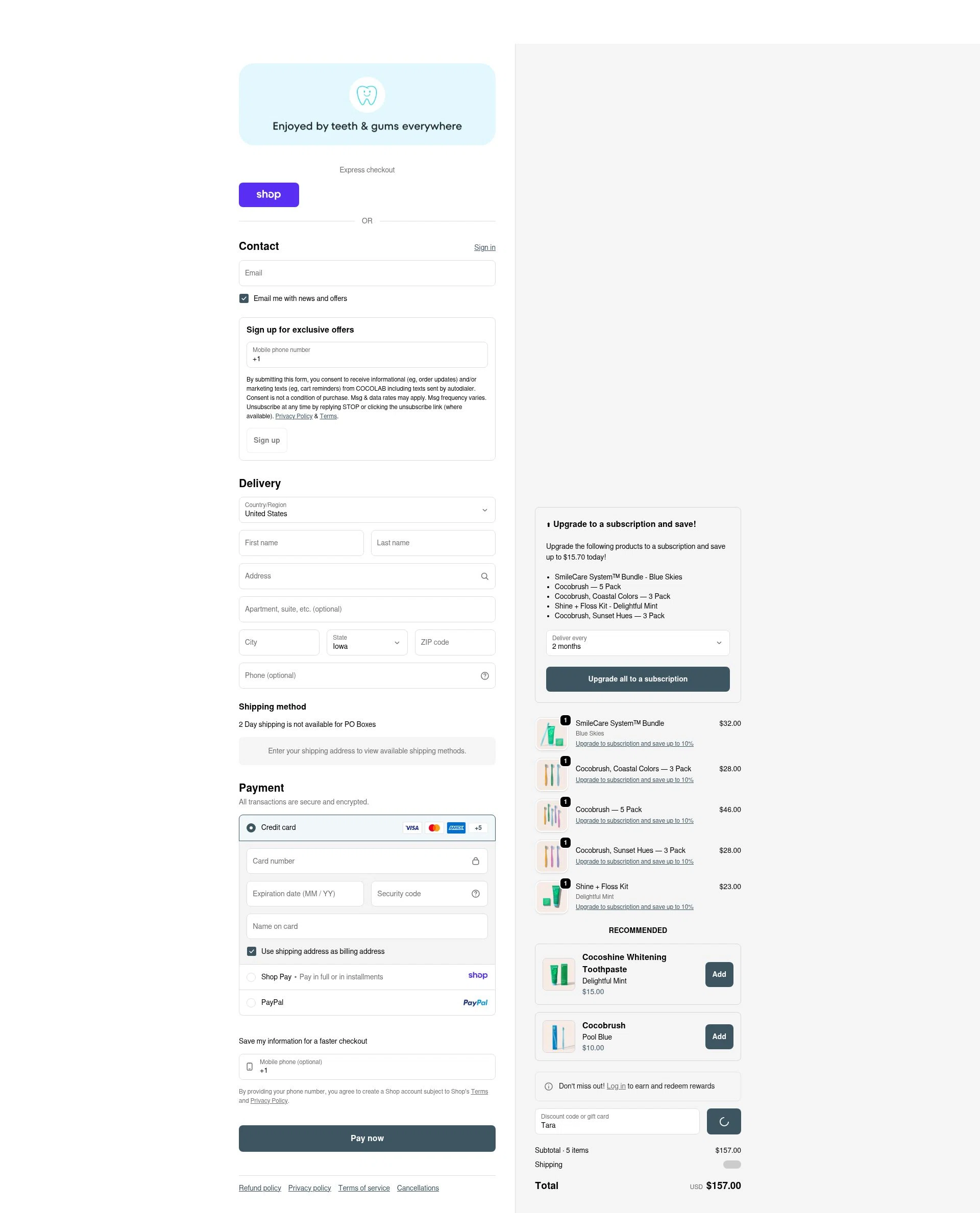 Cocolab checkout page showing Cocolab promo code box | Screenshot taken by SimplyCodes community member on Jan 11, 2026