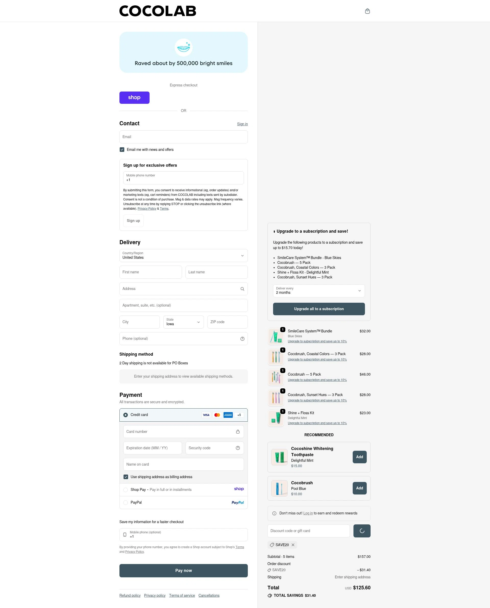 Cocolab checkout page showing Cocolab promo code box | Screenshot taken by SimplyCodes community member on Jan 11, 2026