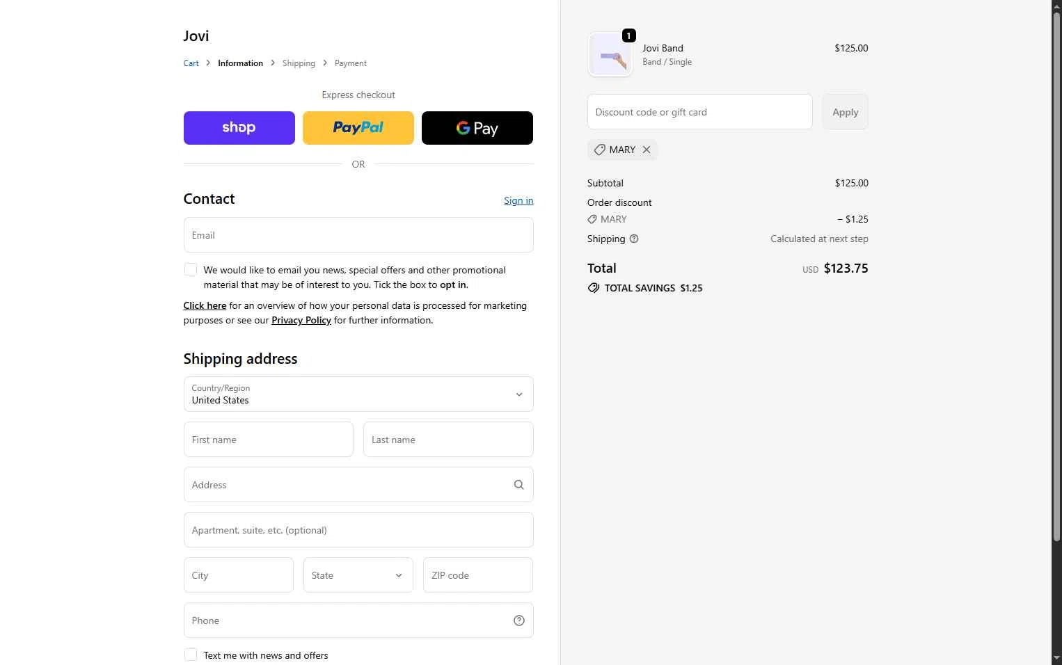 Jovi checkout page showing Jovi discount code box | Screenshot taken by SimplyCodes community member on Feb 6, 2026