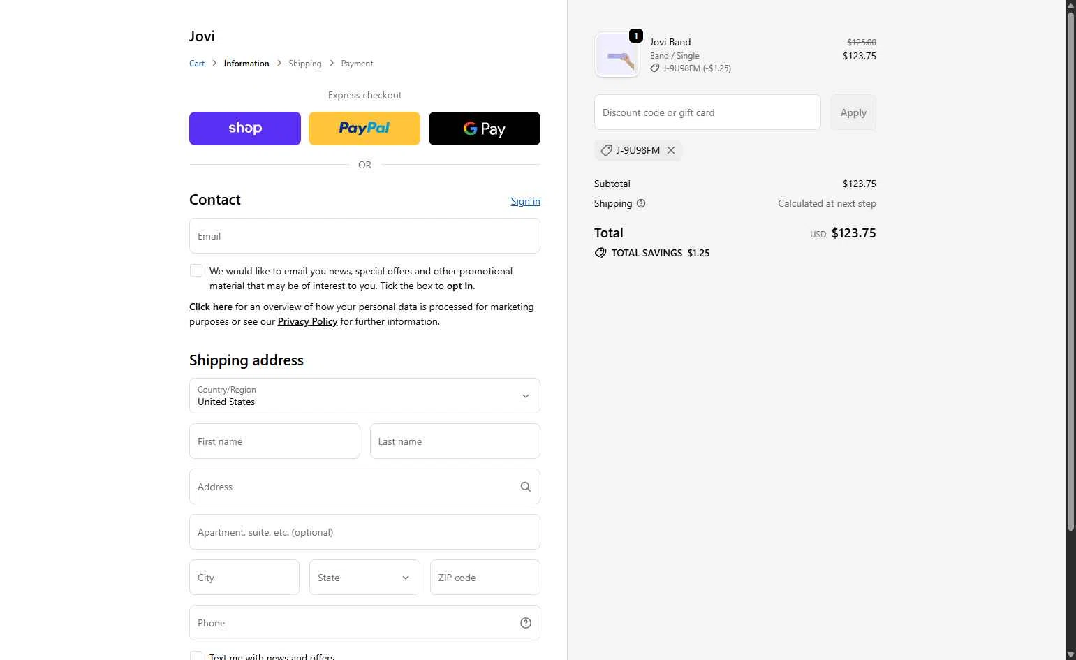 Jovi checkout page showing Jovi discount code box | Screenshot taken by SimplyCodes community member on Feb 6, 2026