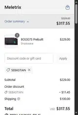 Sebastian coupon verification screenshot