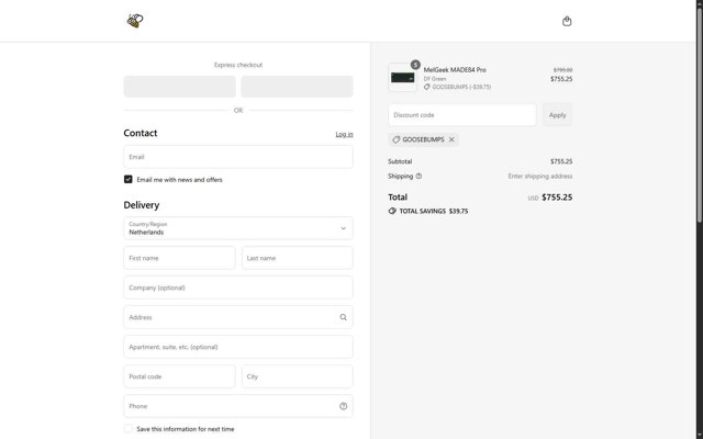 MelGeek checkout page showing MelGeek promo code box | Screenshot taken by SimplyCodes community member on Sep 4, 2025