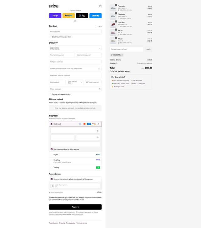 Melissa checkout page showing Melissa discount code box | Screenshot taken by SimplyCodes community member on Sep 4, 2025
