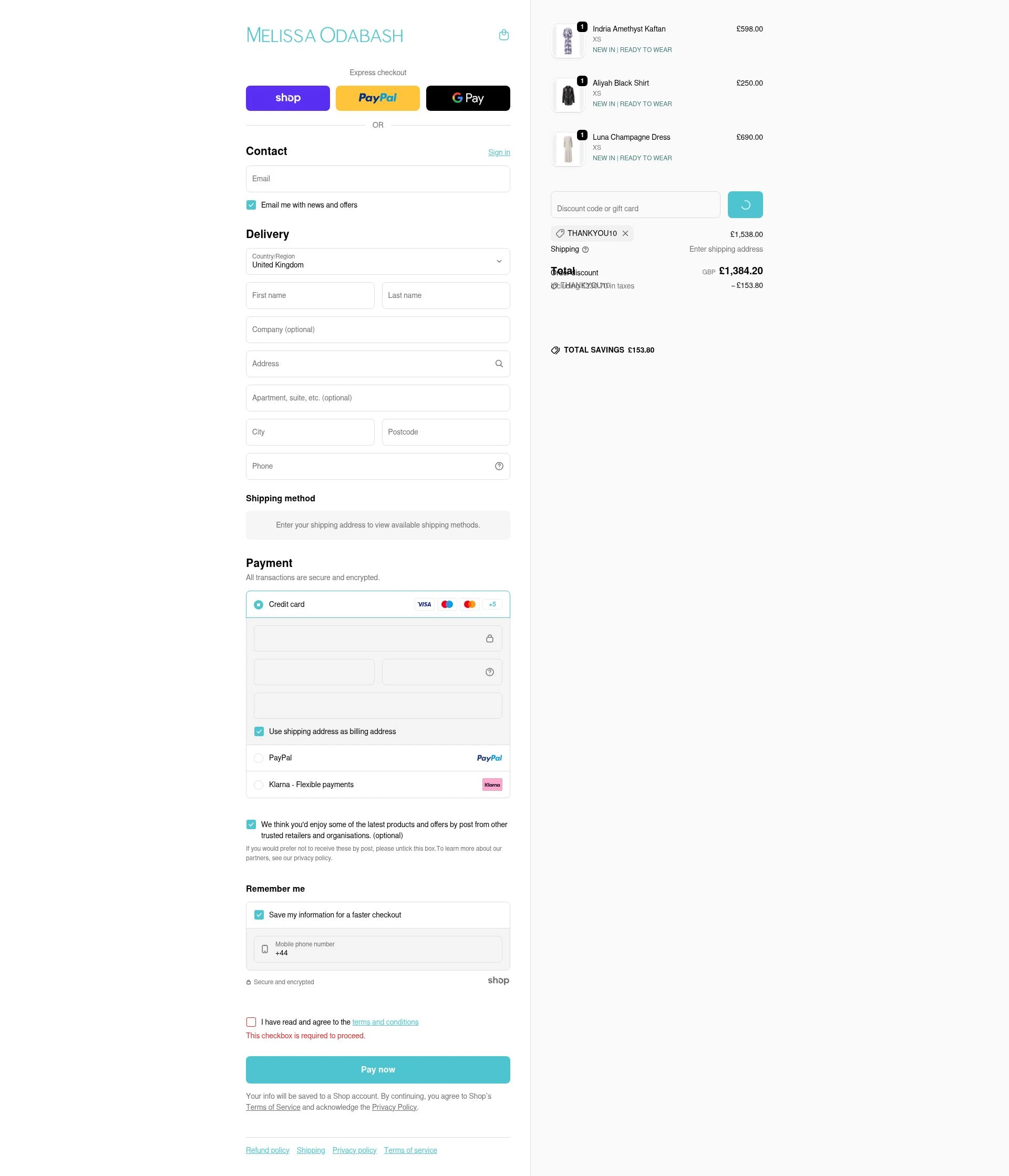 Melissa Odabash checkout page showing Melissa Odabash promo code box | Screenshot taken by SimplyCodes community member on Jan 24, 2026