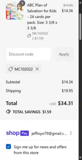 MC102022 coupon verification screenshot