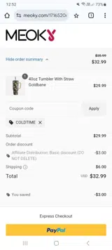 COLDTIME coupon verification screenshot