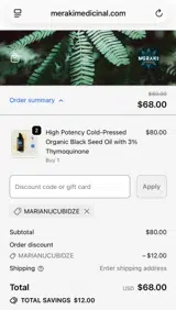 MARIANUCUBIDZE coupon verification screenshot