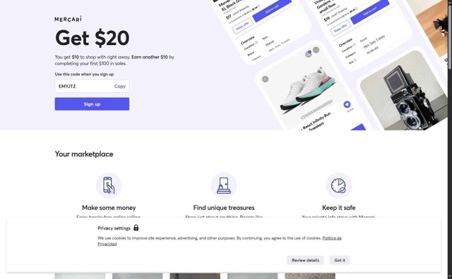 Mercari checkout page showing Mercari discount code box | Screenshot taken by SimplyCodes community member on Aug 29, 2025