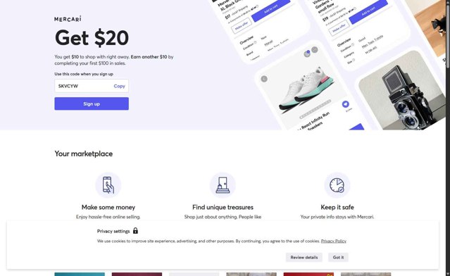 Mercari checkout page showing Mercari discount code box | Screenshot taken by SimplyCodes community member on Aug 28, 2025
