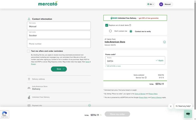Mercato checkout page showing Mercato promo code box | Screenshot taken by SimplyCodes community member on Aug 28, 2025