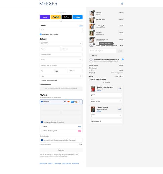 MERSEA checkout page showing MERSEA coupon code box | Screenshot taken by SimplyCodes community member on Aug 29, 2025