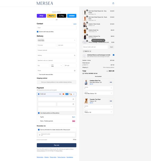 MERSEA checkout page showing MERSEA coupon code box | Screenshot taken by SimplyCodes community member on Sep 2, 2025