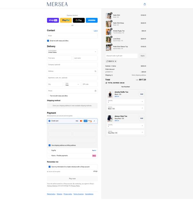MERSEA checkout page showing MERSEA coupon code box | Screenshot taken by SimplyCodes community member on Aug 25, 2025