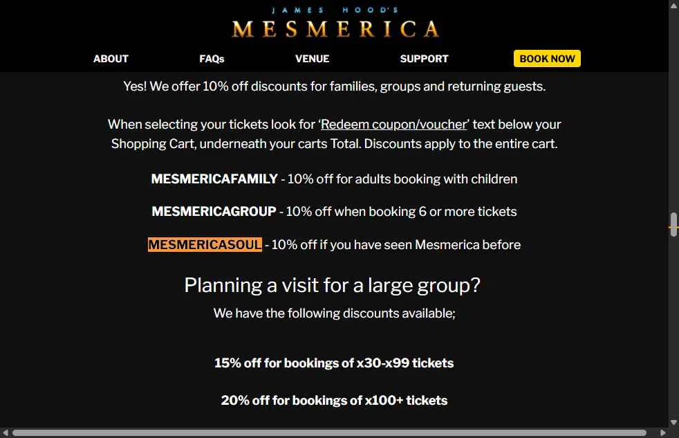 Mesmerica checkout page showing Mesmerica promo code box | Screenshot taken by SimplyCodes community member on Sep 12, 2025