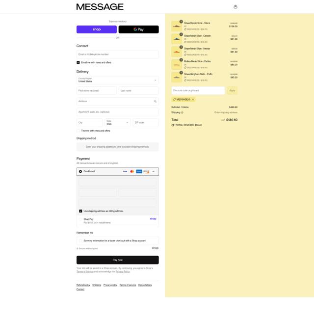 Message checkout page showing Message promo code box | Screenshot taken by SimplyCodes community member on Sep 8, 2025
