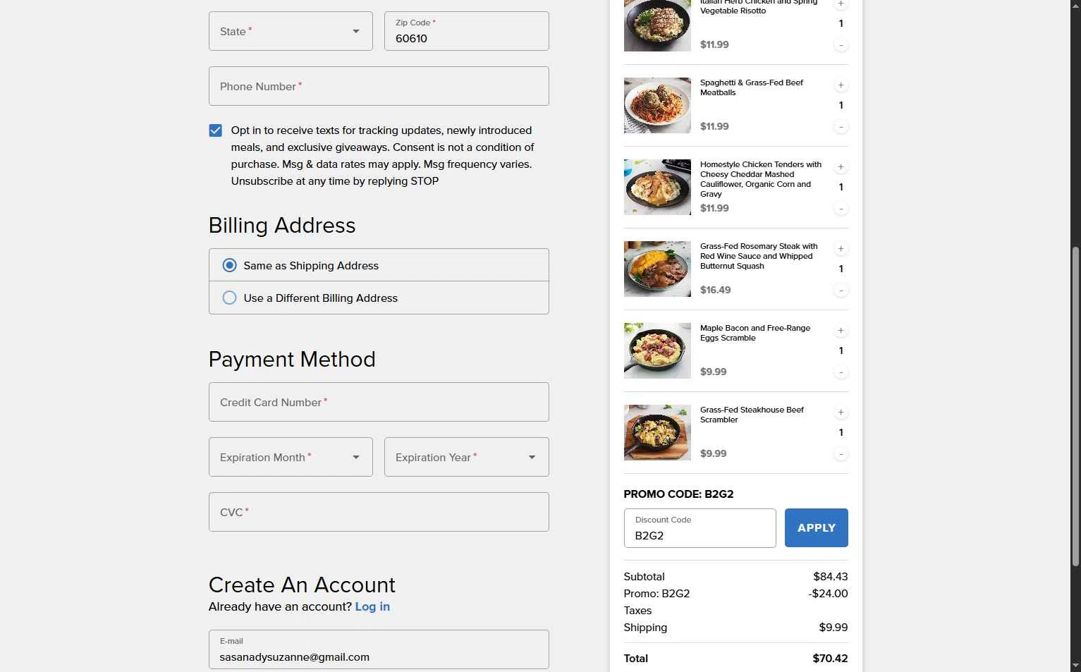 Metabolic Meals checkout page showing Metabolic Meals discount code box | Screenshot taken by SimplyCodes community member on Jan 31, 2026