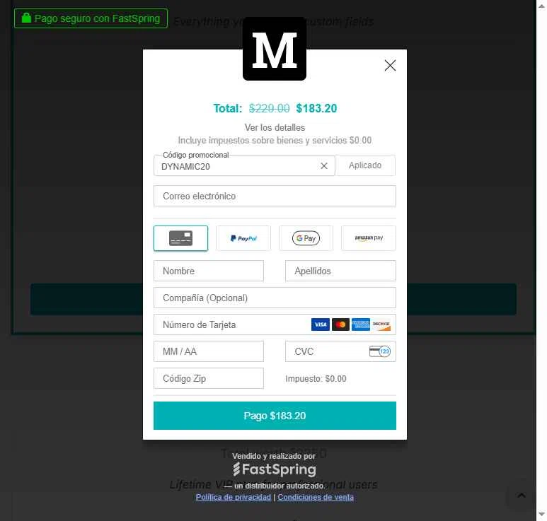 Meta Box checkout page showing Meta Box promo code box | Screenshot taken by SimplyCodes community member on Aug 26, 2025
