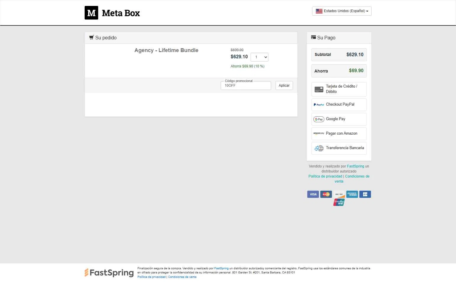 Meta Box checkout page showing Meta Box promo code box | Screenshot taken by SimplyCodes community member on Dec 3, 2025