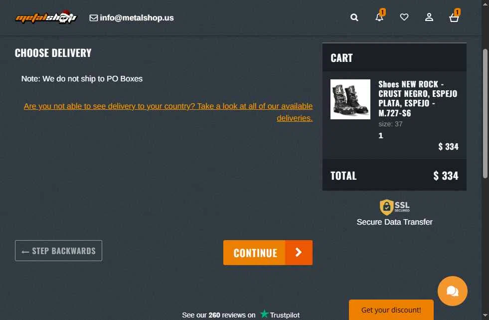 METALSHOP checkout page showing METALSHOP discount code box | Screenshot taken by SimplyCodes community member on Dec 28, 2025