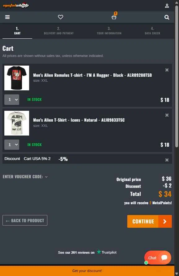 METALSHOP checkout page showing METALSHOP discount code box | Screenshot taken by SimplyCodes community member on Dec 8, 2025