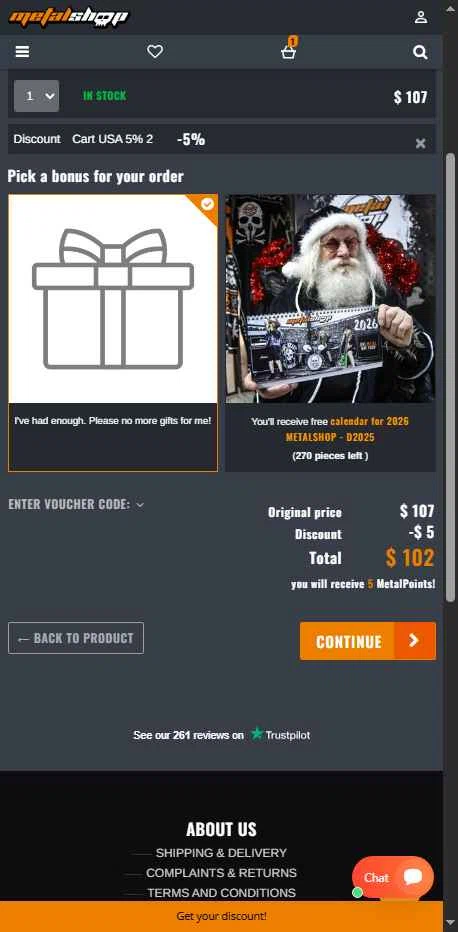 METALSHOP checkout page showing METALSHOP discount code box | Screenshot taken by SimplyCodes community member on Dec 2, 2025