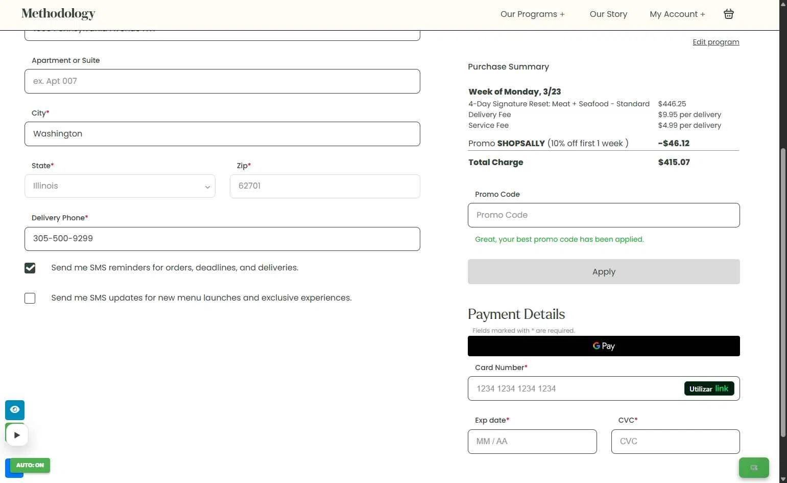 Methodology checkout page showing Methodology promo code box | Screenshot taken by SimplyCodes community member on Jan 31, 2026