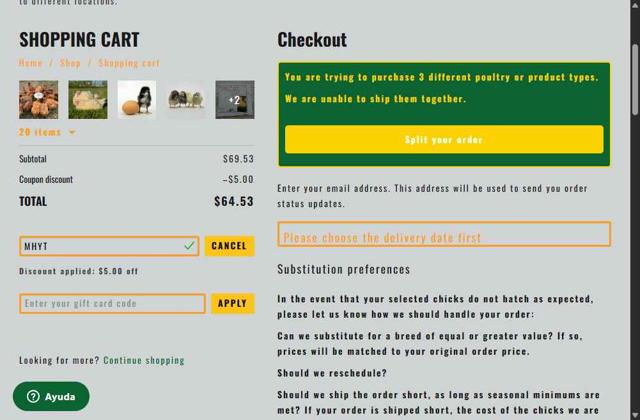 Meyer Hatchery checkout page showing Meyer Hatchery coupon code box | Screenshot taken by SimplyCodes community member on Aug 1, 2025