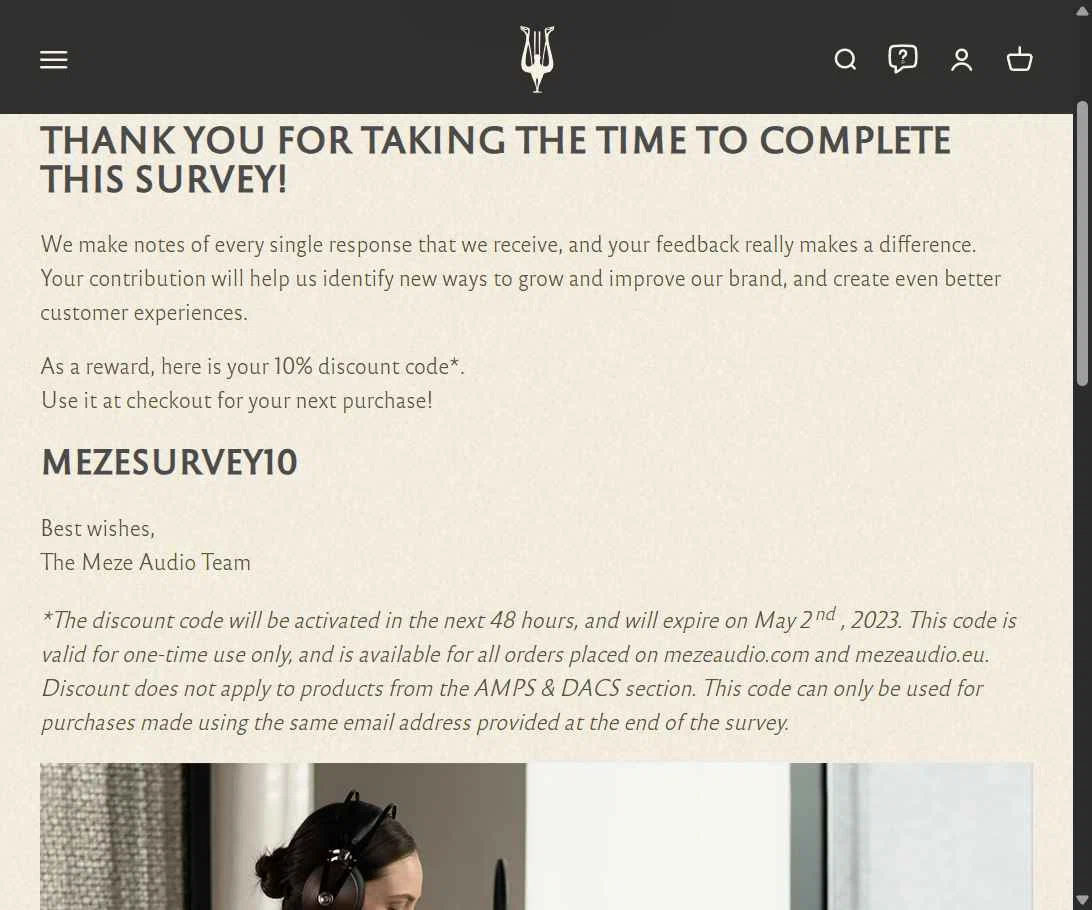 Meze Audio checkout page showing Meze Audio discount code box | Screenshot taken by SimplyCodes community member on Nov 23, 2025