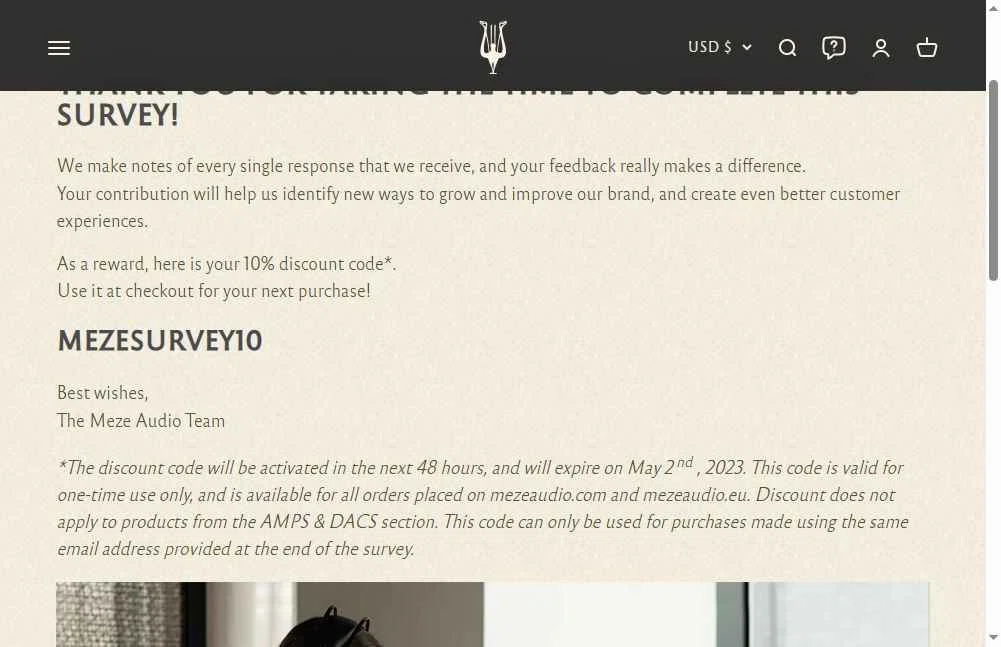 Meze Audio checkout page showing Meze Audio discount code box | Screenshot taken by SimplyCodes community member on Nov 3, 2025