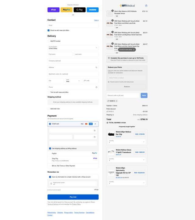 MFI Medical checkout page showing MFI Medical discount code box | Screenshot taken by SimplyCodes community member on Sep 11, 2025