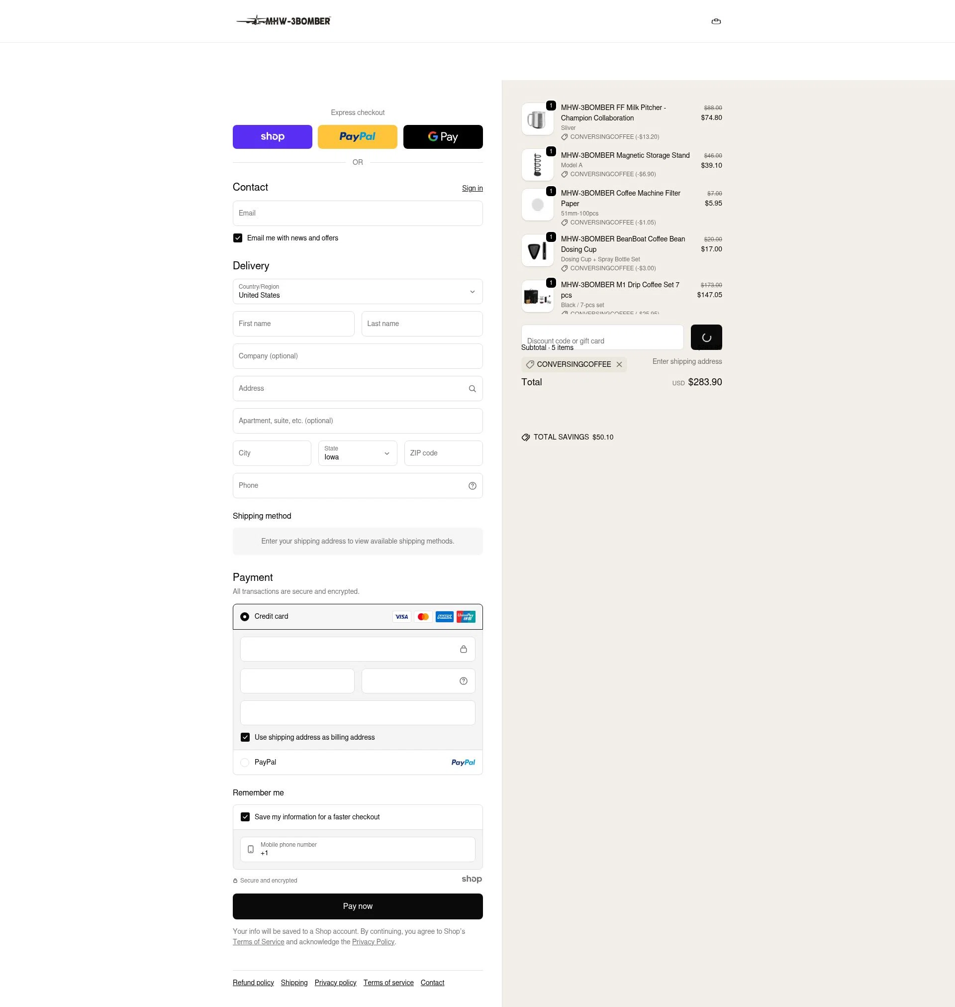 MHW-3BOMBER checkout page showing MHW-3BOMBER discount code box | Screenshot taken by SimplyCodes community member on Dec 31, 2025
