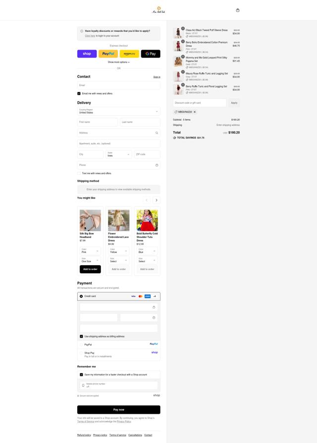 Mia Belle Baby checkout page showing Mia Belle Baby discount code box | Screenshot taken by SimplyCodes community member on Sep 13, 2025