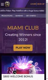 Miami Club Casino coupon verification screenshot
