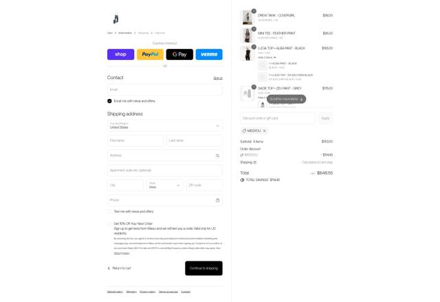 Miaou checkout page showing Miaou discount code box | Screenshot taken by SimplyCodes community member on Sep 12, 2025