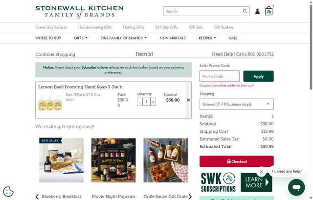 Michel Design Works checkout page showing Michel Design Works promo code box | Screenshot taken by SimplyCodes community member on Sep 8, 2025